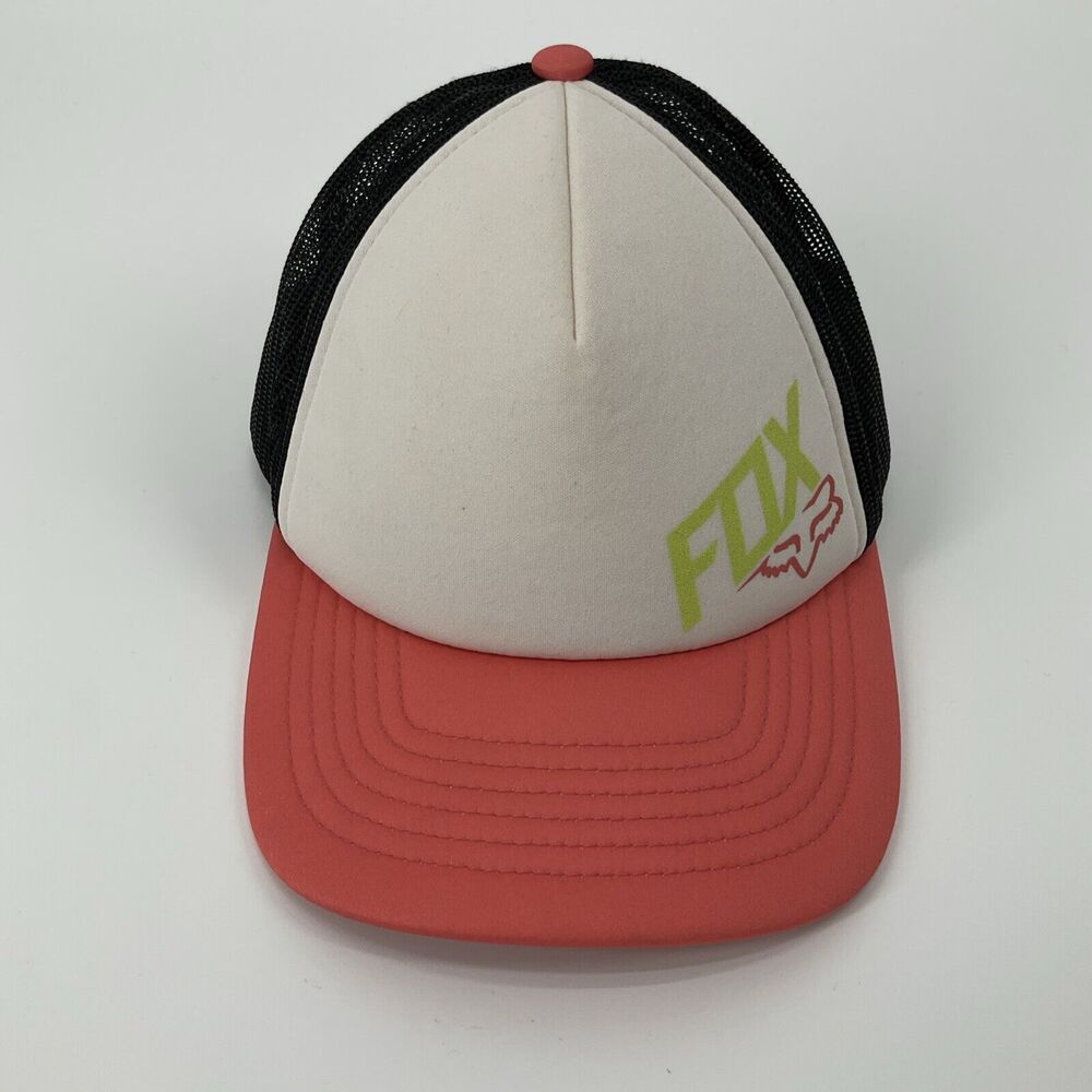 Fox Racing Neon Snapback Trucker Hat Black Orange White Cap Mesh Adjustable